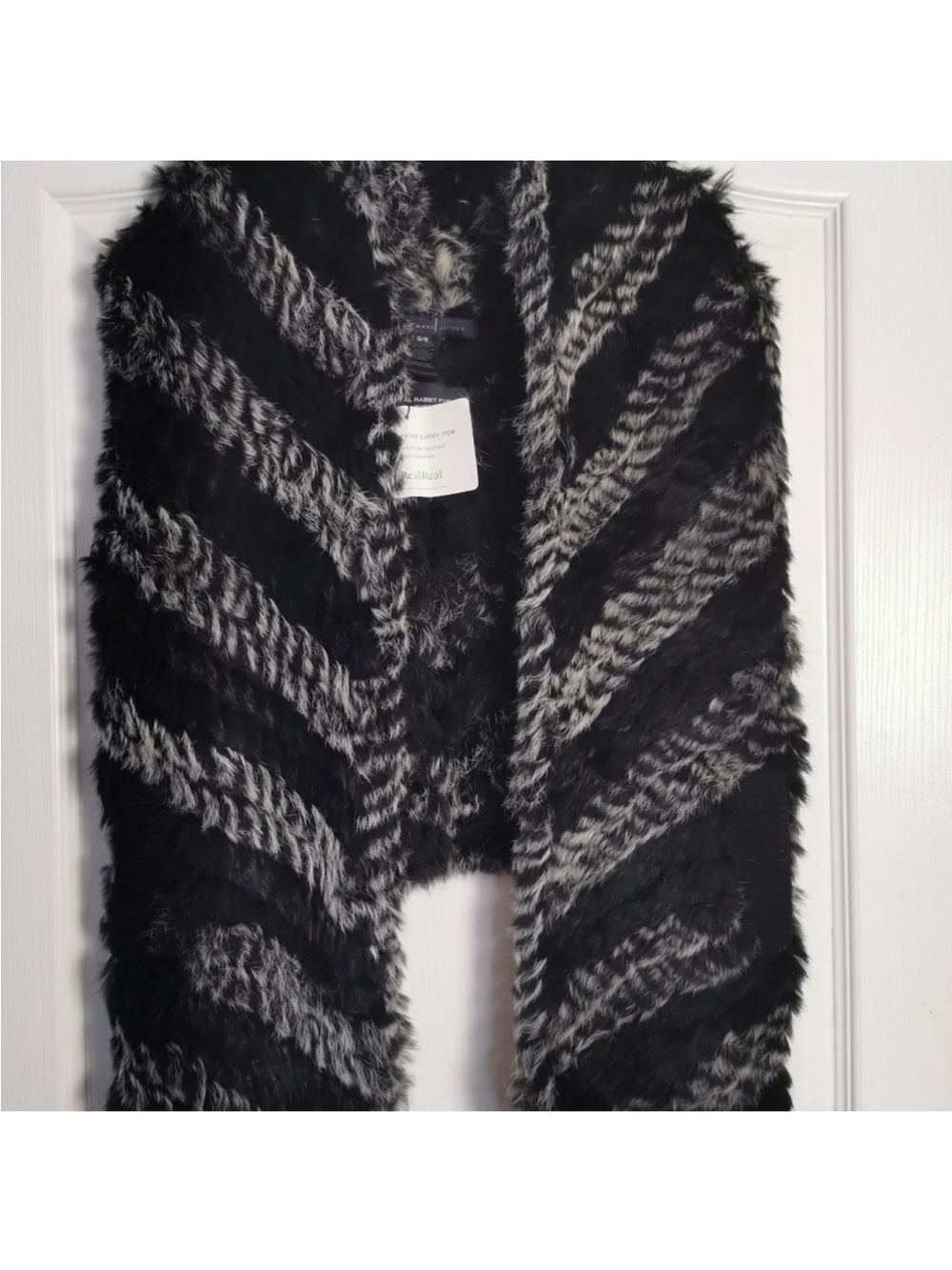 MARC BY MARC JABOBS Salt & Pepper Rabbit Fur Vest Women's Size Small